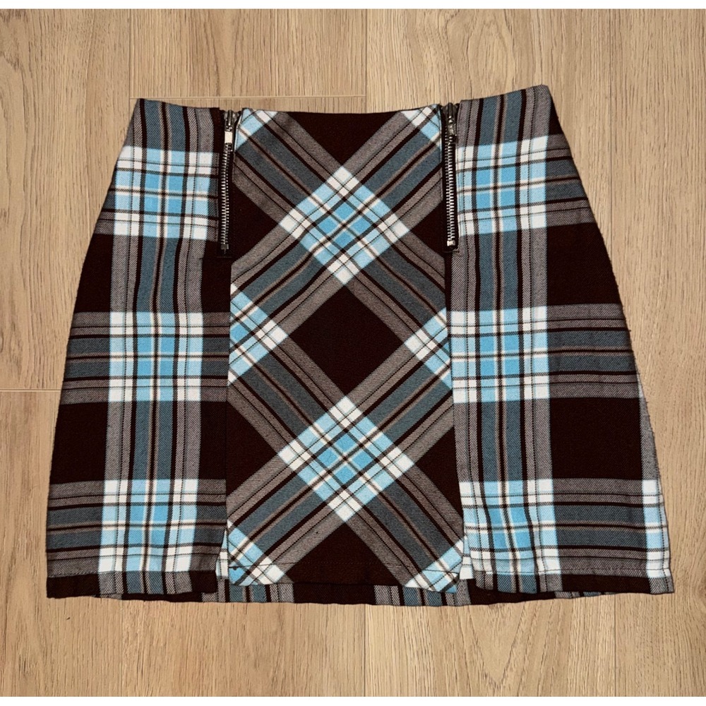 Mossimo Y2k Double Zip Plaid Mini Skirt